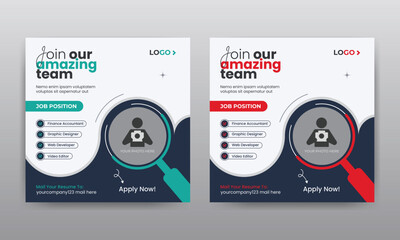We are hiring job vacancy social media post or square web banner template