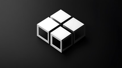 Fototapeta premium Elegant Minimalist White Logo on Black Background with Clean Grid Pattern and Modern Aesthetic