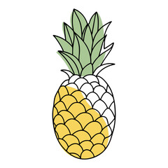 Continuous one line drawing pineapple Vector illustration Black line art on a isolated white background (1)