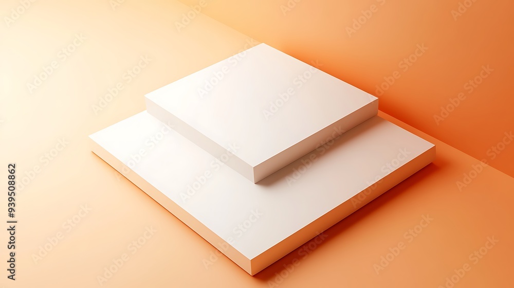 Aufkleber minimalistic 3d render of overlapping parallelograms on pale orange background