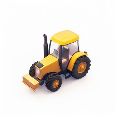tractor in 3D style on a white background