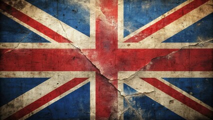 Fototapeta premium Grunge Union Jack British flag with distressed and worn-out look , Grunge, Union Jack, British, Flag, United Kingdom