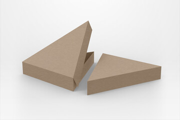 brown pizza box, mockup isolated on white background, 3d illustration, 3d rendering