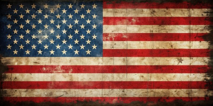 Grunge American flag with distressed and worn out texture, grunge, American flag, distressed, vintage