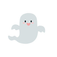 Cute Halloween Ghost Clipart. Smiling Ghost Illustration.

