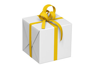 Blank Packed luxury gift box with ribbon box mock up isolated on white background, 3d illustration, 3d rendering