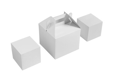 Blank white Take away box mock up isolated on white background,