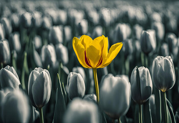 Obraz premium yellow tulips in the garden