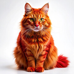 Fototapeta premium Cat with red fur isolated on white background as white background