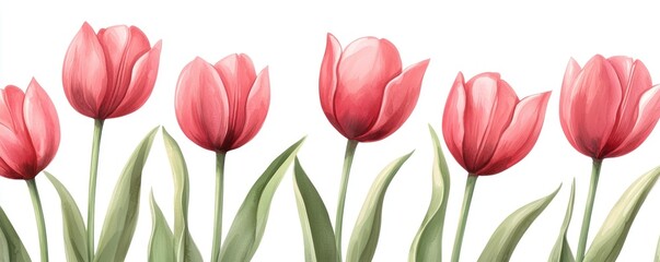Obraz premium A beautiful arrangement of pink tulips showcasing vibrant colors and delicate petals, perfect for spring themes and floral designs.