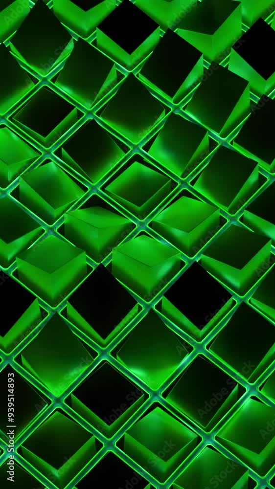 Poster square mesh with waves and glitter. action. grid of squares moves in waves on black background. virt