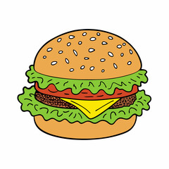 Hand drawn burger on a isolated white background (6)