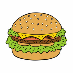 Hand drawn burger on a isolated white background (4)