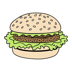 Hand drawn burger on a isolated white background (11)