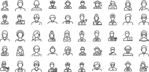 Obraz premium PEOPLE AVATAR EDITABLE ICON SET 