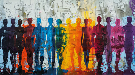 Obraz premium abstract watercolor background ,colorful painting of silhouetted figures 