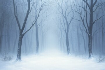 Naklejka premium A ghostly forest teeming with shadowy shapes, evoking a chilling yet mesmerizing ambiance during the winter months.