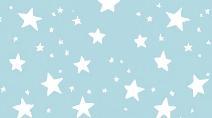 A light blue background adorned with various white stars, creating a whimsical and dreamy atmosphere.