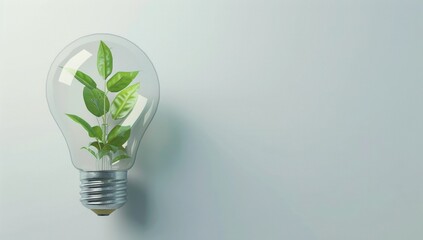 Green Energy Concept: Plant Growing Inside a Light Bulb