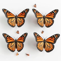 Obraz premium Monarch Butterflies on White Background