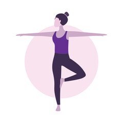 Flat Design Illustration of Woman Practicing Yoga