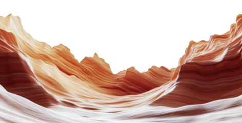 Waves of sandstone in a desert landscape formation, cut out - stock png.