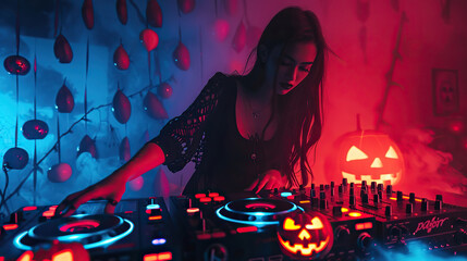  halloween home party, girl dj at the