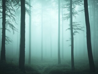 Obraz premium Enchanted woods echo with ethereal night whispers, where silhouettes sway and hidden tales unfold.