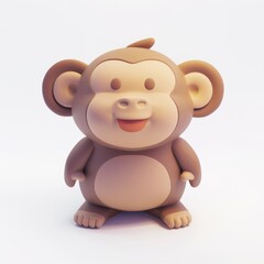 Fototapeta premium baboon in 3D style on a white background