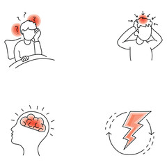 Emotional States and Mental Health Icons - Represent various Emotional Expressions, Cognitive Processes, and Psychological Phenomena - Editable Stroke and Colors
