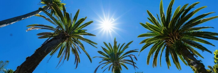 Fototapeta premium Palm Trees Under a Bright Summer Sun