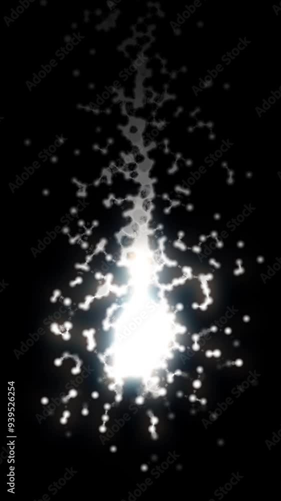 Aufkleber animation with glowing dots from the center. animation. abstract futuristic line dots center flare