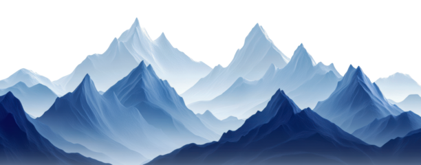 Majestic blue mountains under a clear sky, cut out - stock png.