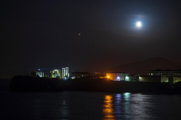 night view of View of Church of Santa Maria de la Asuncion Castro Urdiales Santa Ana Castle