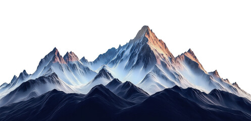 Fototapeta premium Majestic mountain range under soft morning light, cut out - stock png.