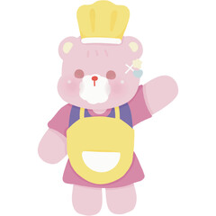 Obraz premium Chef Bakery Pink Bear