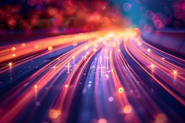 lights in the night. Bright lines emitting light like streams