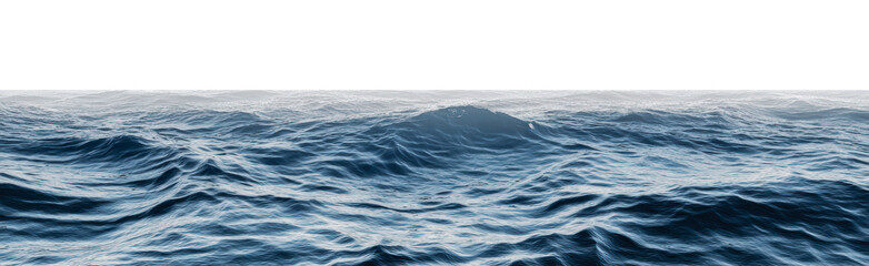 Fototapeta premium Calm ocean waves under a clear sky at daytime, cut out - stock png.