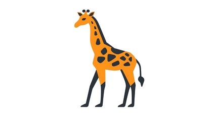 Fototapeta premium Elegant Giraffe Logo Design with Simple Shapes and Striking Orange Black Color Palette on White Background in Flat Style