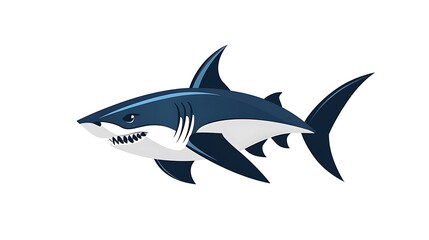 Obraz premium Dynamic Shark Logo Design in Sleek Vector Style with Dark Gray and Blue Colors on White Background