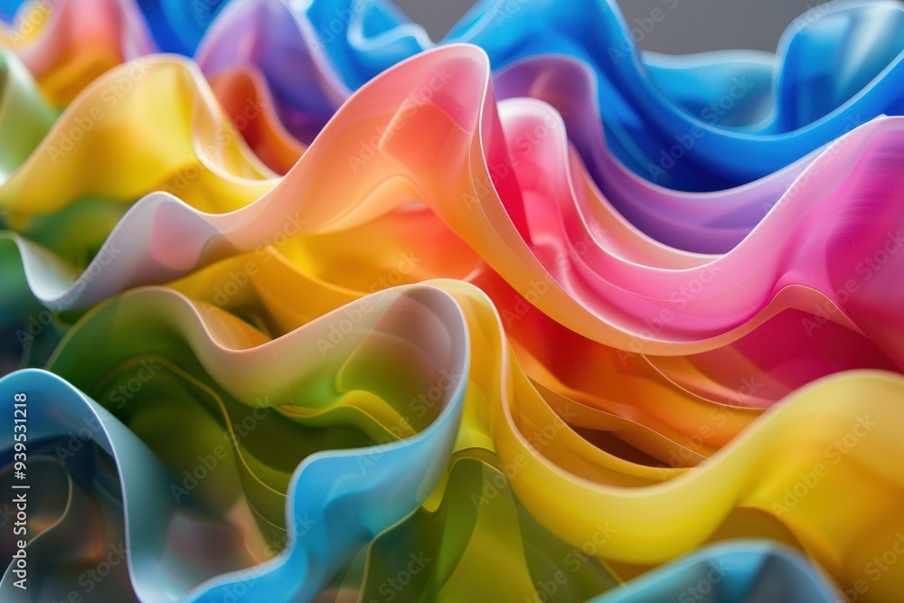 Fototapete abstract background of colorful wave shapes forming a rainbow pattern