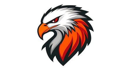 Obraz premium Bold Hawk Logo Vector Design for Sports Team Mascot Emblem Flat Style with Fiery Highlights and Clean Outlines