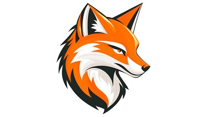 Obraz premium Clever Fox Logo Vector in Modern Flat Design for Sports Team Mascot - Profile View with Orange Highlights