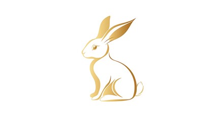 Obraz premium Majestic Golden Rabbit Logo - Delicate Side Profile Vector Illustration on White Background