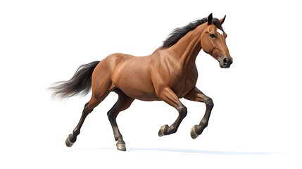 Obraz premium Majestic 3D Render of Galloping Horse on White Background - Full-Body Shot