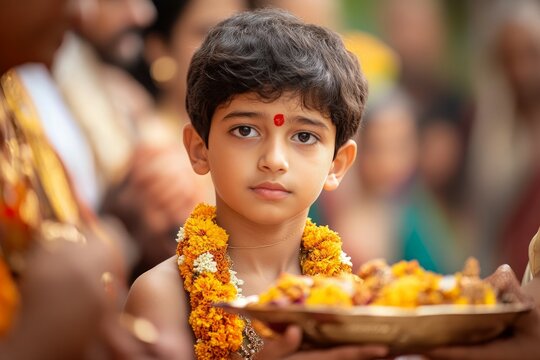 Sacred Thread Janeu Initiation Ceremony Hinduism Religion Spiritual Symbol