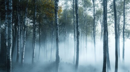 Fototapeta premium Misty Birch Forest