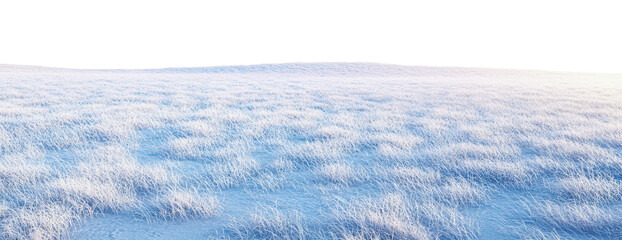Vast snowy field under a bright winter sky, cut out - stock png.