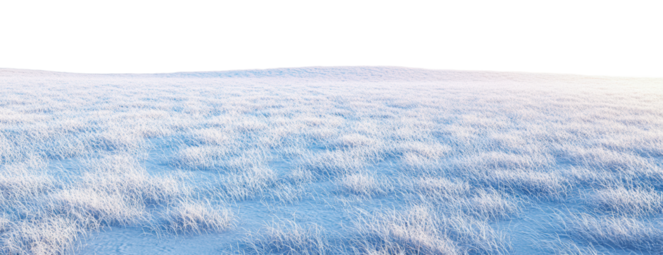 Vast snowy field under a bright winter sky, cut out - stock png.