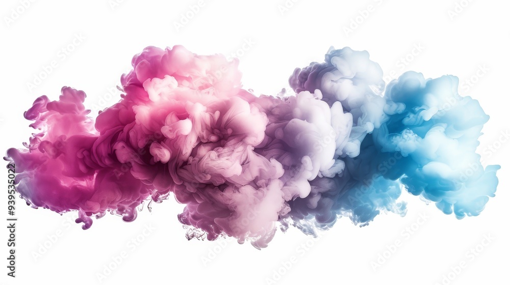 Canvas Prints Cloud-like formations in pastel pink, purple, and blue hues intertwine in a soft and dreamy visual composition.